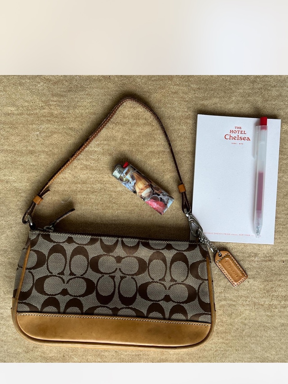 Coach Signature Canvas Shoulder Bag in Brown/Tan